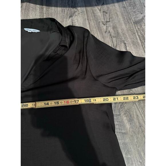 Naked Zebra Women's Black Long Sleeve V-Neck Silky Button Up Shirt Blouse Size L - Picture 5 of 5